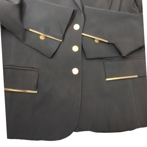 ANDREA AUGELAZZI Elegant Black Embellish Gold Metallic Hardware blazer jacket - Picture 10 of 12